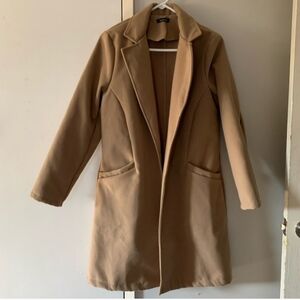 Open Front Camel Coat